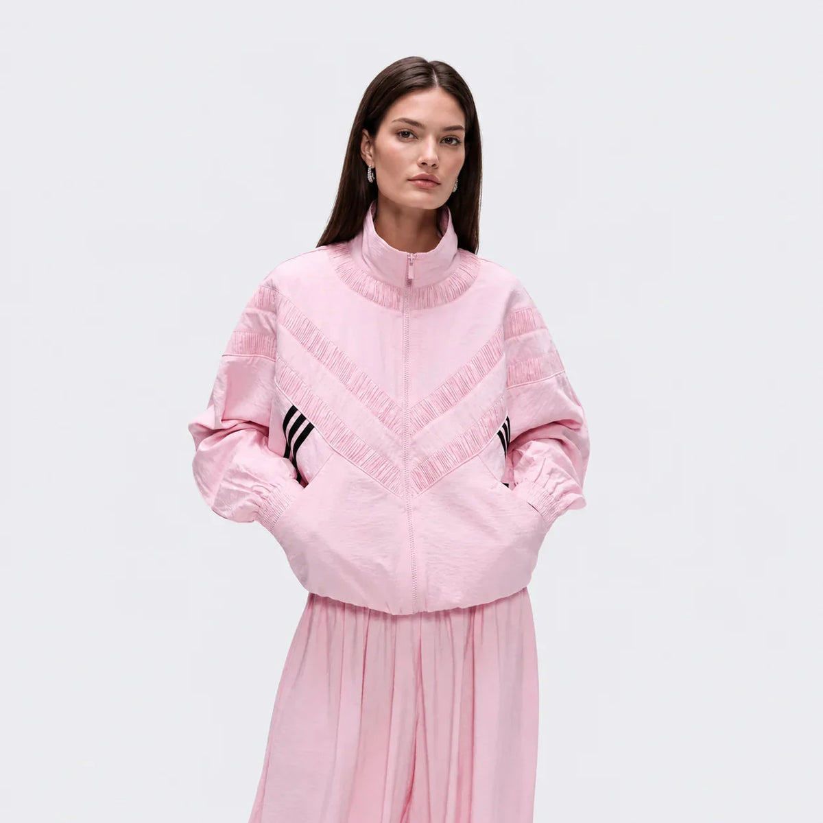 Pleated Track Top Pink