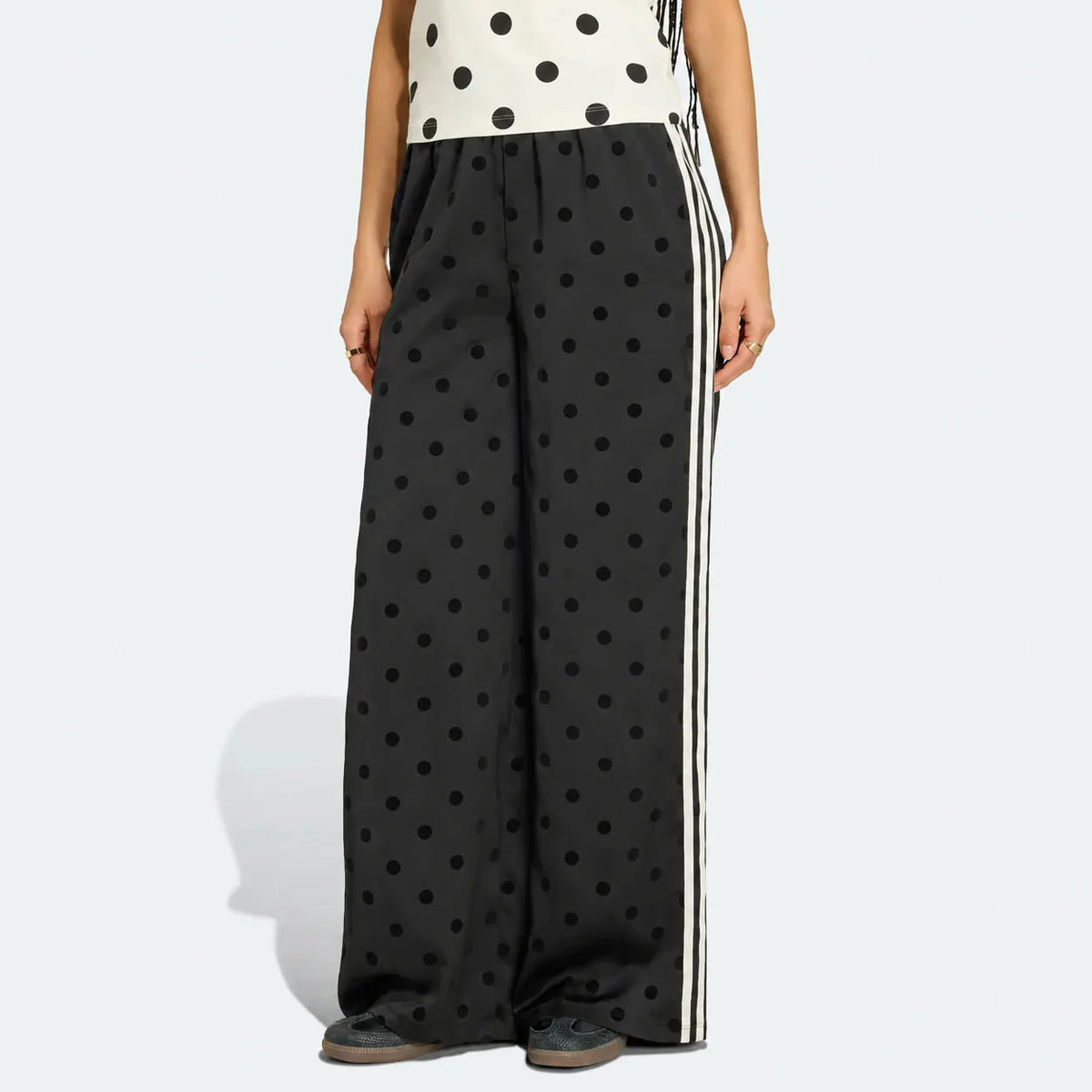 Satin PK Dots Wide Leg Pant Black
